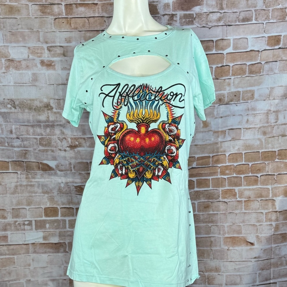 Affliction Black Label Women’s Short Sleeve Graphic Scoop Tee-Multiple Sizes-NWT